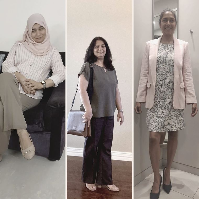 Three clients photographed after their image consulting sessions